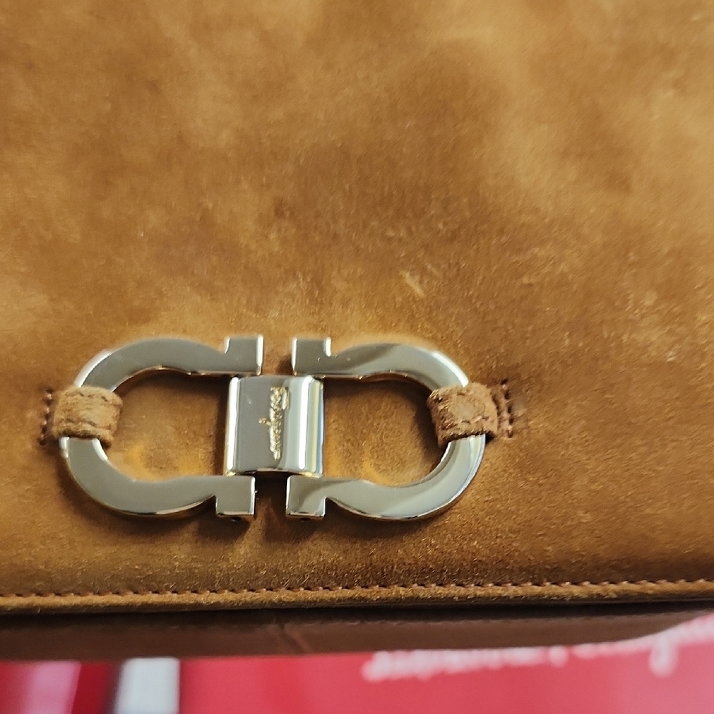 Salvatore Ferragamo Tan Suede Crossbody Bag - Picture 4 of 6